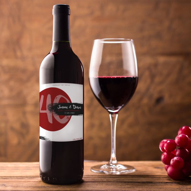 Personalised Ruby Anniversary Red Wine product image