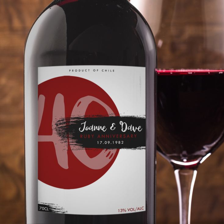 Personalised Ruby Anniversary Red Wine product image