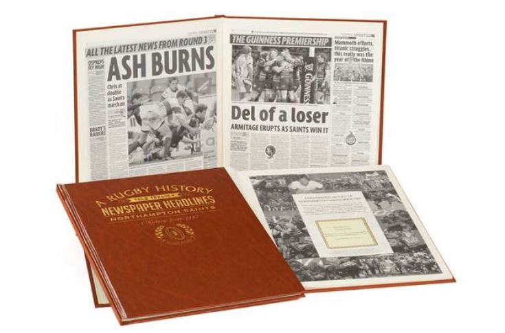 Rugby Newspaper Northampton Book Leatherette Cover| The Gift Experience