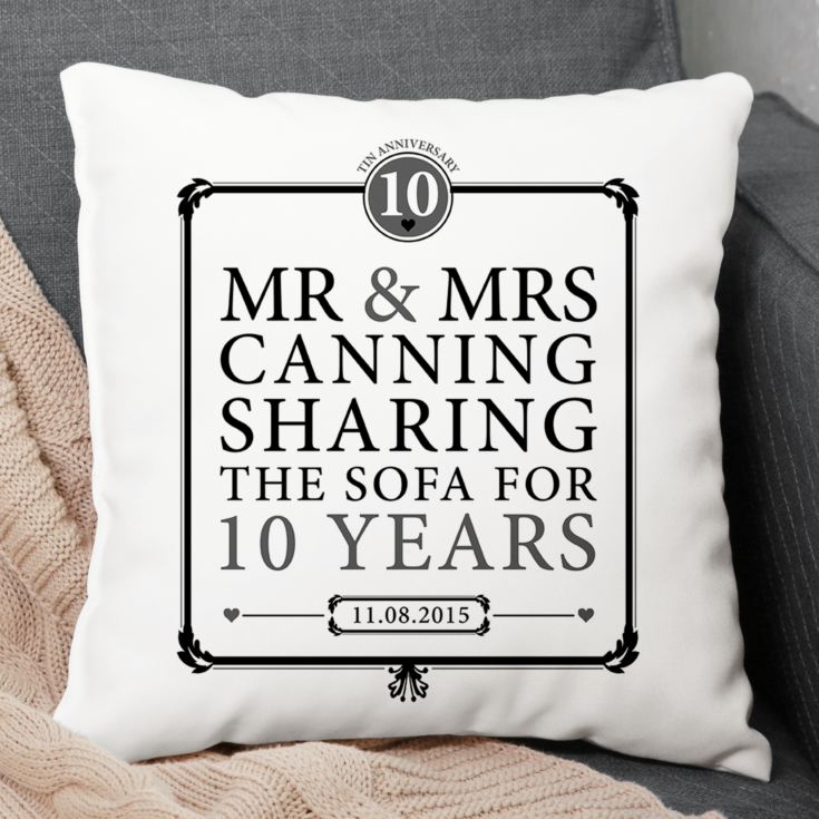 Personalised 10th Anniversary Sharing The Sofa Cushion product image