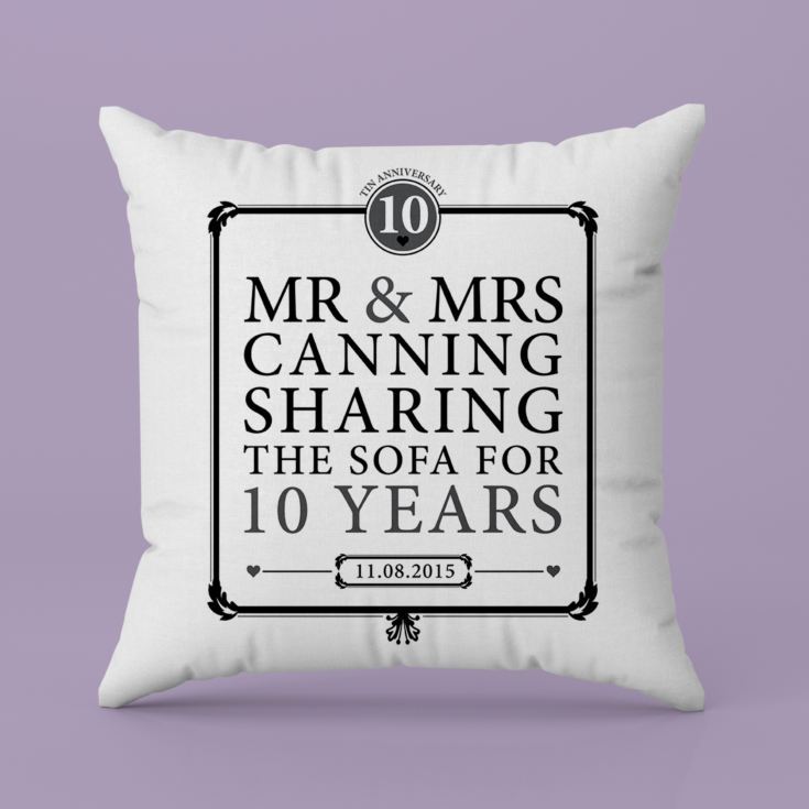 Personalised 10th Anniversary Sharing The Sofa Cushion product image