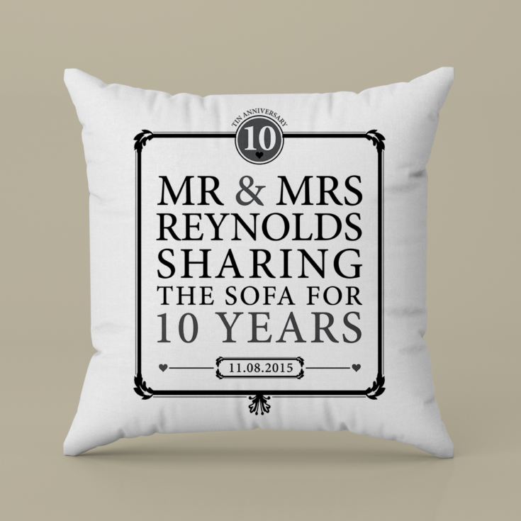 Personalised 10th Anniversary Sharing The Sofa Cushion product image