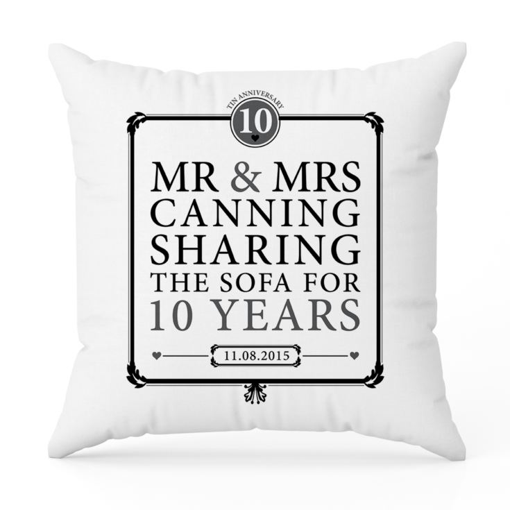 Personalised 10th Anniversary Sharing The Sofa Cushion product image