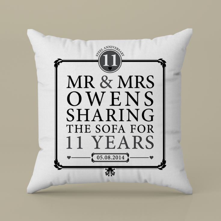 Personalised 11th Anniversary Sharing The Sofa Cushion product image