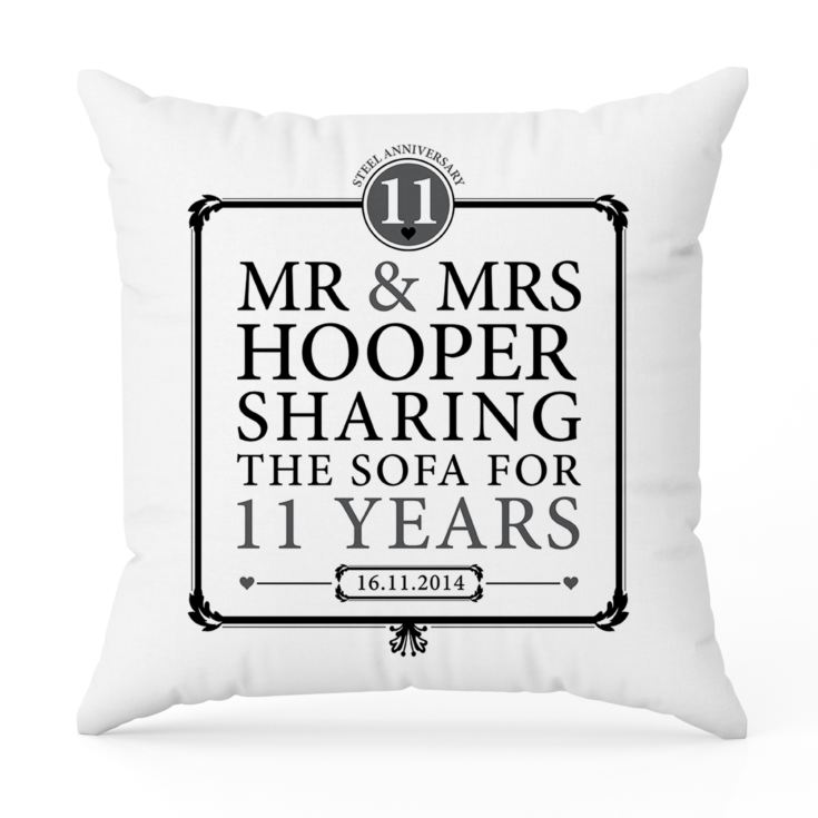 Personalised 11th Anniversary Sharing The Sofa Cushion product image