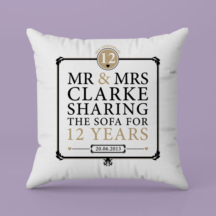 Personalised 12th Anniversary Sharing The Sofa Cushion product image