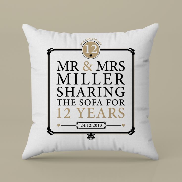 Personalised 12th Anniversary Sharing The Sofa Cushion product image