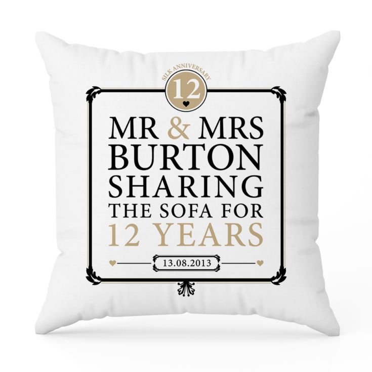 Personalised 12th Anniversary Sharing The Sofa Cushion product image