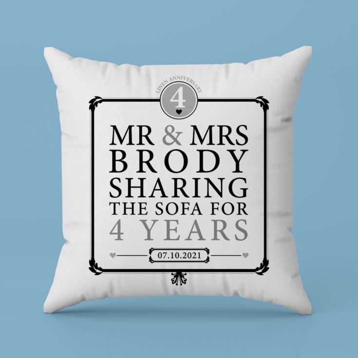 Personalised 4th Anniversary Sharing The Sofa Cushion product image