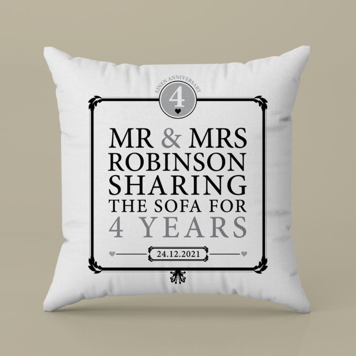 Personalised 4th Anniversary Sharing The Sofa Cushion product image