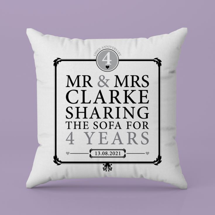 Personalised 4th Anniversary Sharing The Sofa Cushion product image