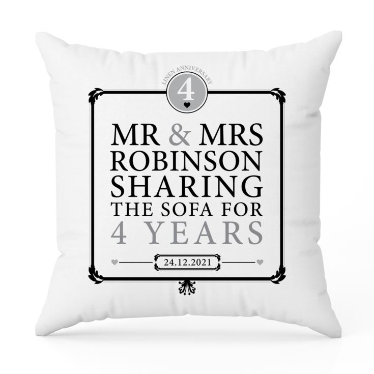 Personalised 4th Anniversary Sharing The Sofa Cushion product image