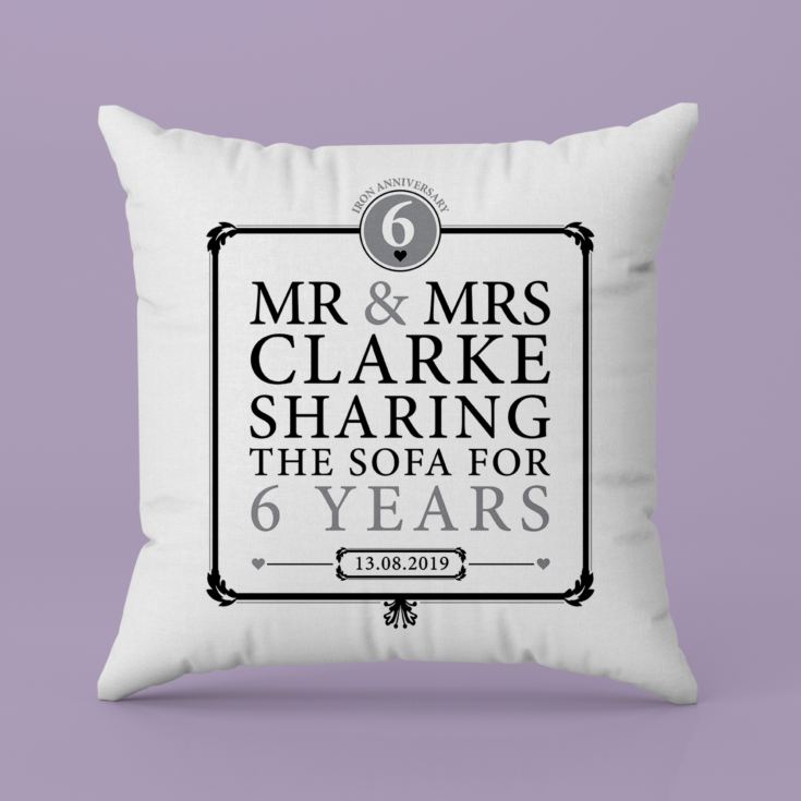 Personalised 6th Anniversary Sharing The Sofa Cushion product image