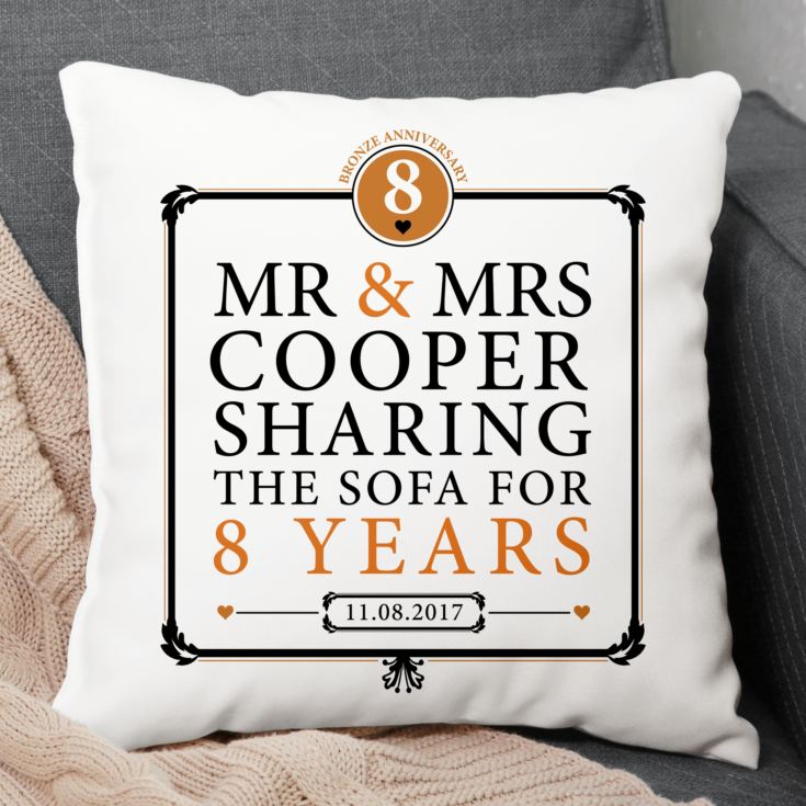 Personalised 8th Anniversary Sharing The Sofa Cushion product image