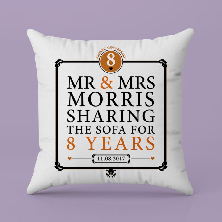 Personalised 8th Anniversary Sharing The Sofa Cushion product image