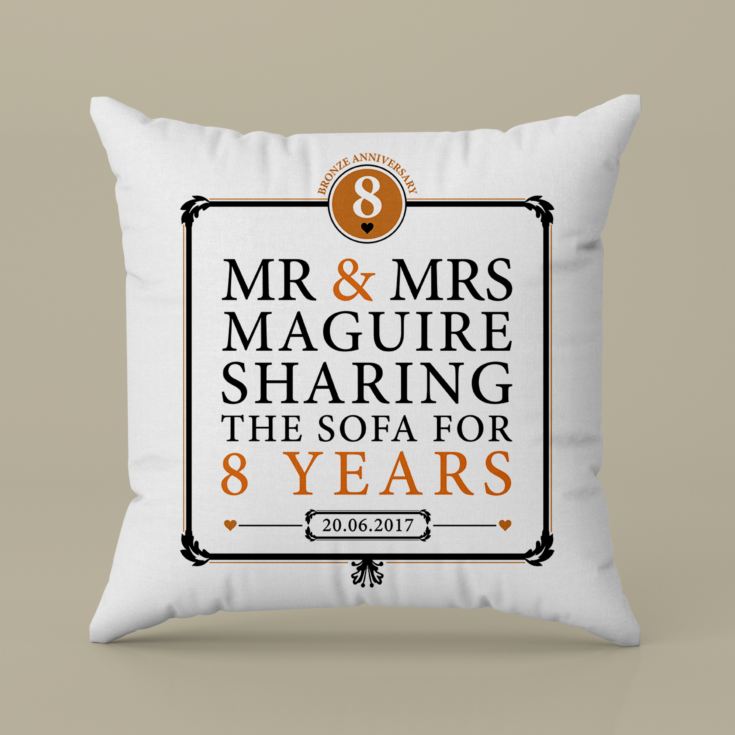 Personalised 8th Anniversary Sharing The Sofa Cushion product image