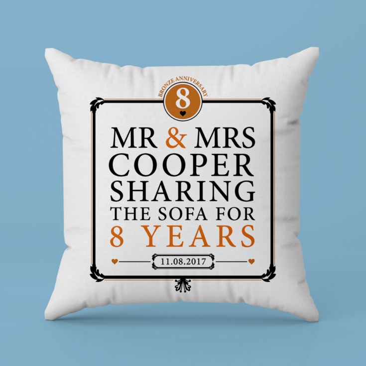 Personalised 8th Anniversary Sharing The Sofa Cushion product image