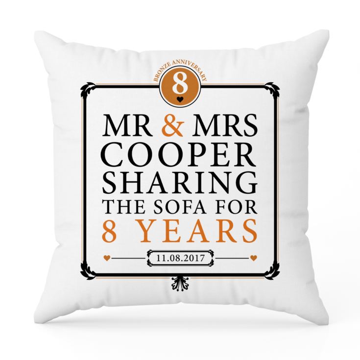 Personalised 8th Anniversary Sharing The Sofa Cushion product image