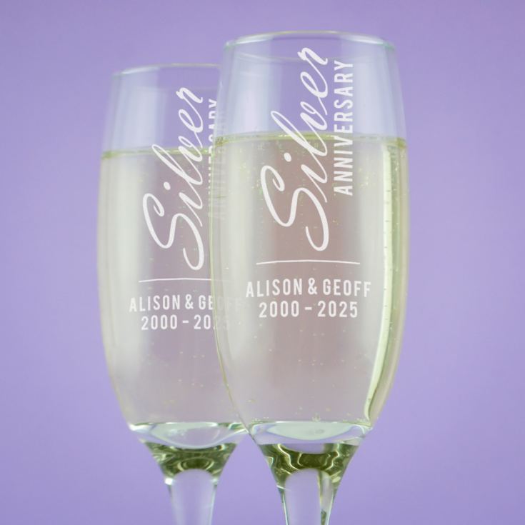 Personalised Silver Anniversary Champagne Flutes product image