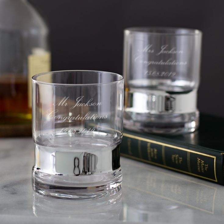 Pair Of Personalised Silver Band Glass Tumblers | The Gift Experience