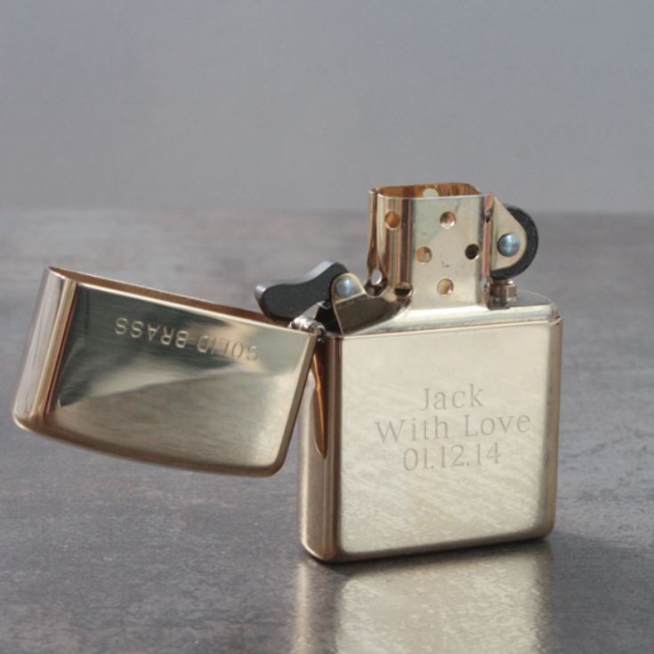 Personalised Solid Brass Zippo Lighter | The Gift Experience