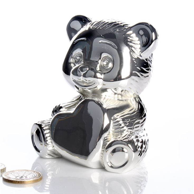 Silver Plated Teddy Bear Money Box | The Gift Experience