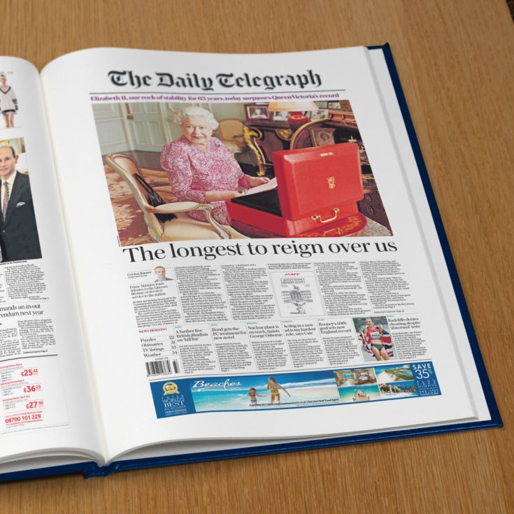 Telegraph Queen Elizabeth Memorial Newspaper Book – Blue Leatherette product image