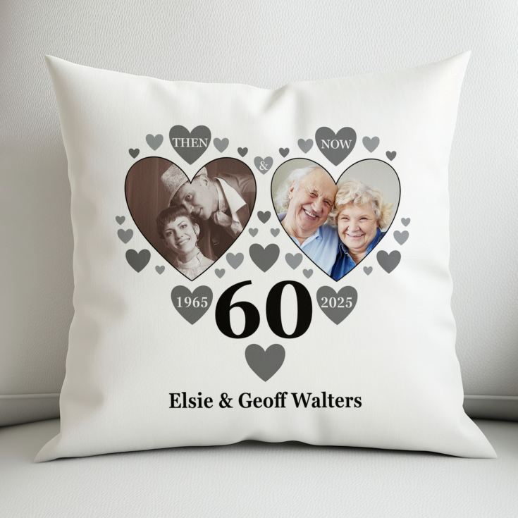 Personalised Then and Now Diamond Anniversary Photo Cushion product image