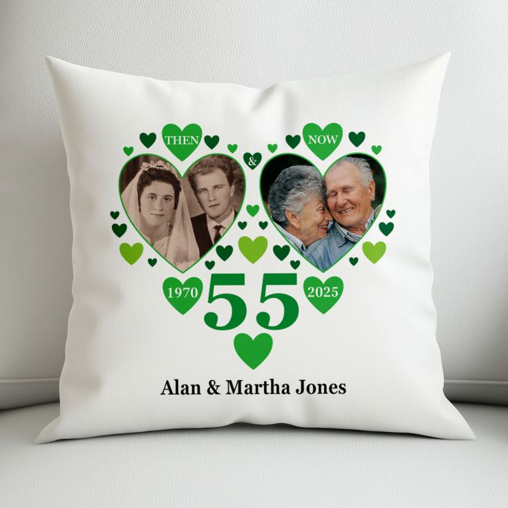 Personalised Then and Now Emerald Anniversary Photo Cushion product image