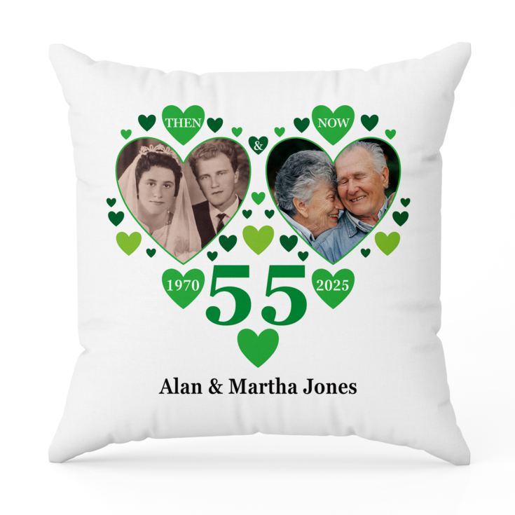 Personalised Then and Now Emerald Anniversary Photo Cushion product image