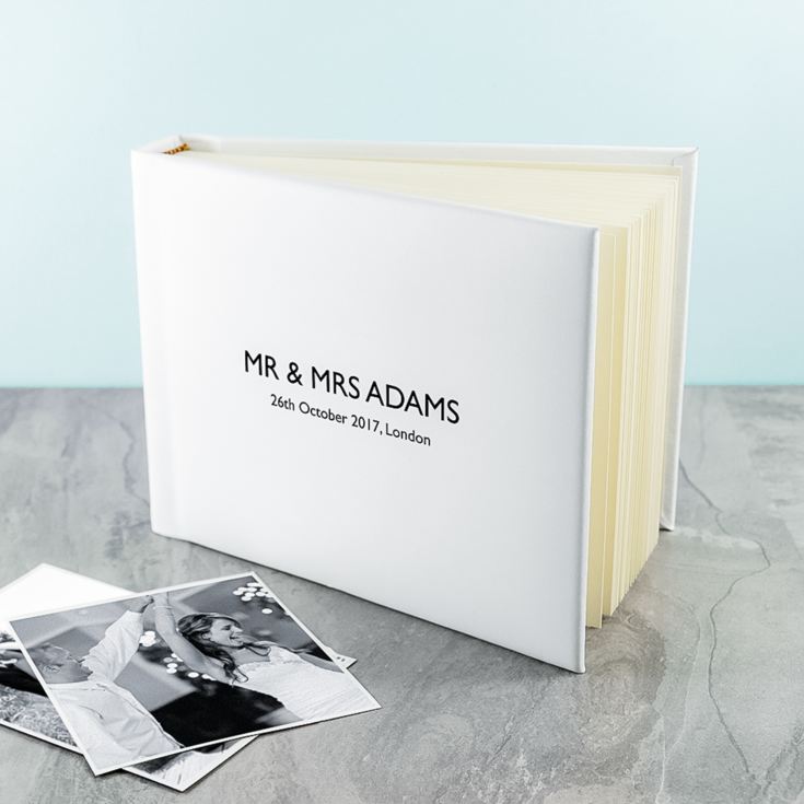 Engraved White Leather Photo Album product image