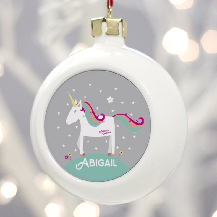 Personalised Unicorn Christmas Bauble | The Gift Experience