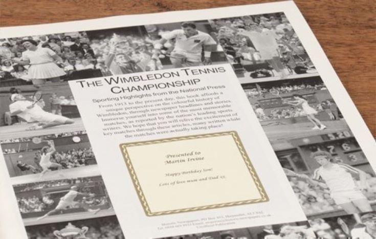 Wimbledon Tennis Newspaper Book - Leatherette Cover product image