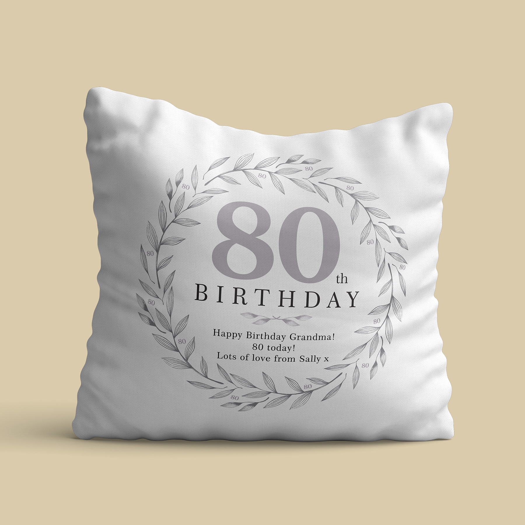 Personalised 80th Birthday Cushion | The Gift Experience