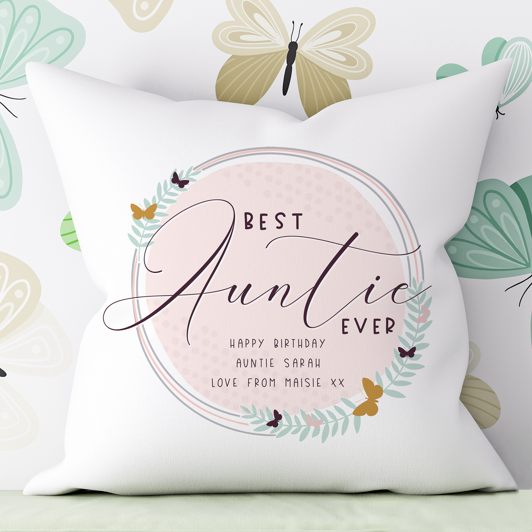 Personalised 2025 auntie cushion